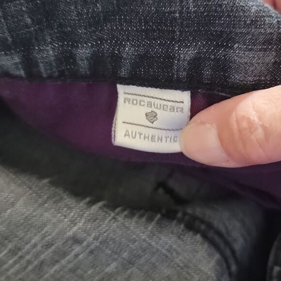 Rocawear Loose Baggy Retro Y2K Fire Jeans w Embroidered Red Logo Pocket 38 x 34 - Picture 6 of 9